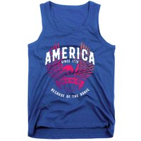 America 1776 Land Of Free Because Of The Brave Usa Eagle Funny Gift Tank Top