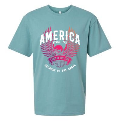 America 1776 Land Of Free Because Of The Brave Usa Eagle Funny Gift Sueded Cloud Jersey T-Shirt