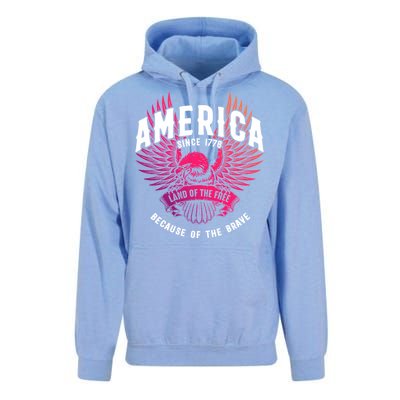 America 1776 Land Of Free Because Of The Brave Usa Eagle Funny Gift Unisex Surf Hoodie