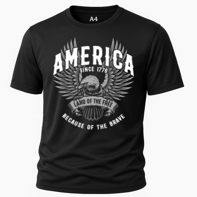 America 1776 Land Of Free Because Of The Brave Usa Eagle Cool Gift Performance Shirt