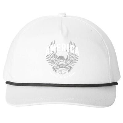 America 1776 Land Of Free Because Of The Brave Usa Eagle Cool Gift Snapback Five-Panel Rope Hat