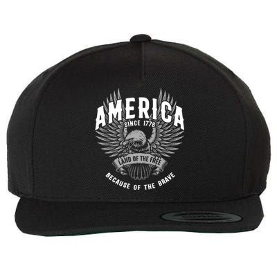 America 1776 Land Of Free Because Of The Brave Usa Eagle Cool Gift Wool Snapback Cap