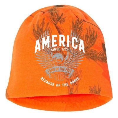 America 1776 Land Of Free Because Of The Brave Usa Eagle Cool Gift Kati - Camo Knit Beanie