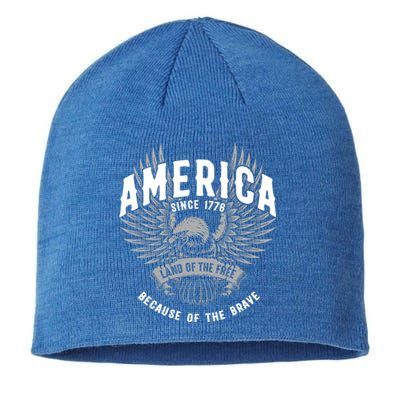 America 1776 Land Of Free Because Of The Brave Usa Eagle Cool Gift Sustainable Beanie