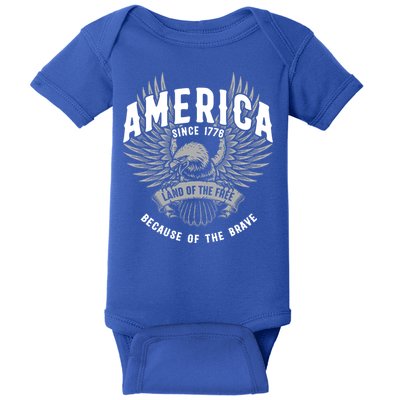 America 1776 Land Of Free Because Of The Brave Usa Eagle Cool Gift Baby Bodysuit