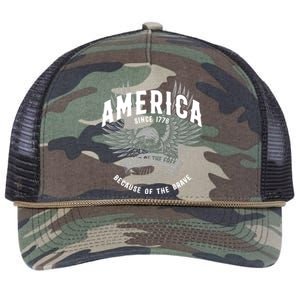 America 1776 Land Of Free Because Of The Brave Usa Eagle Cool Gift Retro Rope Trucker Hat Cap