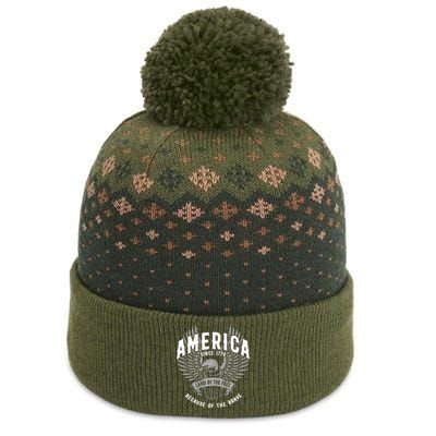 America 1776 Land Of Free Because Of The Brave Usa Eagle Cool Gift The Baniff Cuffed Pom Beanie