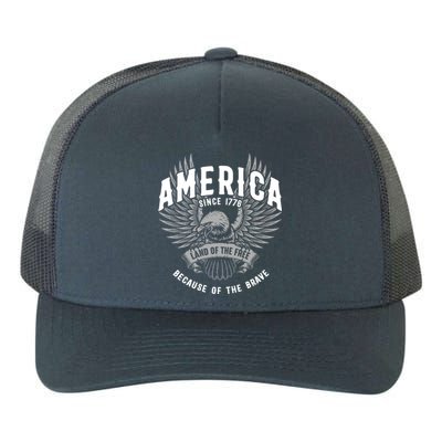 America 1776 Land Of Free Because Of The Brave Usa Eagle Cool Gift Yupoong Adult 5-Panel Trucker Hat