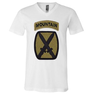 Army 10th Mountain Division Military Veteran Morale V-Neck T-Shirt