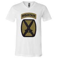 Army 10th Mountain Division Military Veteran Morale V-Neck T-Shirt