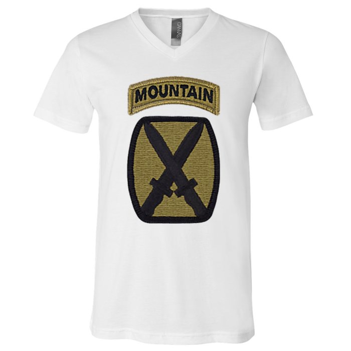 Army 10th Mountain Division Military Veteran Morale V-Neck T-Shirt