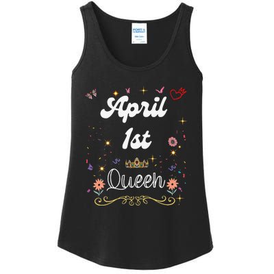 April 1st Queen Born on April 1 Birthday Ladies Essential Tank