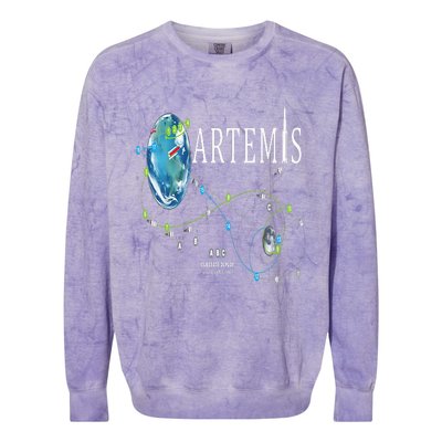 Artemis 1 Route Map SLS Rocket Launch Mission To The Moon Colorblast Crewneck Sweatshirt