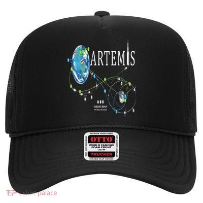 Artemis 1 Route Map SLS Rocket Launch Mission To The Moon High Crown Mesh Back Trucker Hat