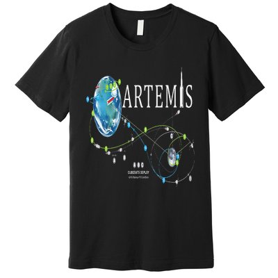 Artemis 1 Route Map SLS Rocket Launch Mission To The Moon Premium T-Shirt