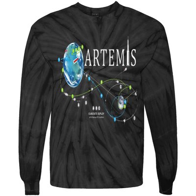 Artemis 1 Route Map SLS Rocket Launch Mission To The Moon Tie-Dye Long Sleeve Shirt