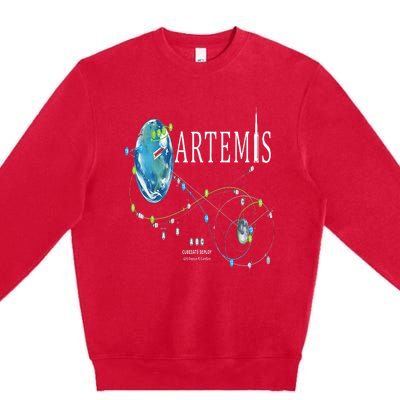 Artemis 1 Route Map SLS Rocket Launch Mission To The Moon Premium Crewneck Sweatshirt