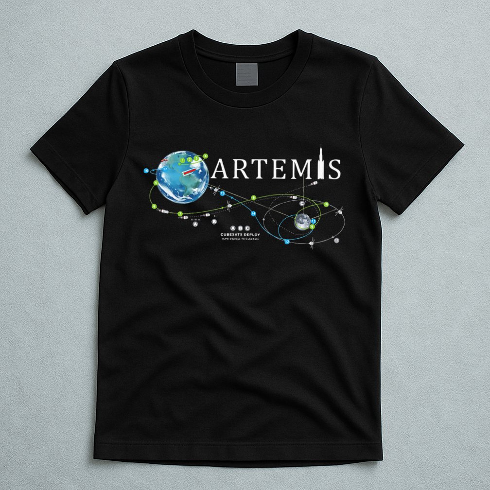 Artemis 1 Route Map SLS Rocket Launch Mission To The Moon T-Shirt