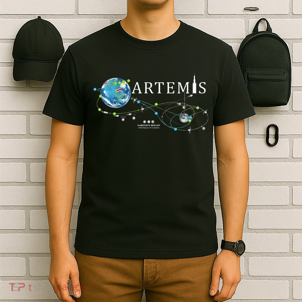 Artemis 1 Route Map SLS Rocket Launch Mission To The Moon T-Shirt