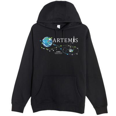 Artemis 1 Route Map SLS Rocket Launch Mission To The Moon Premium Pullover Hoodie