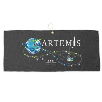 Artemis 1 Route Map SLS Rocket Launch Mission To The Moon Large Microfiber Waffle Golf Towel