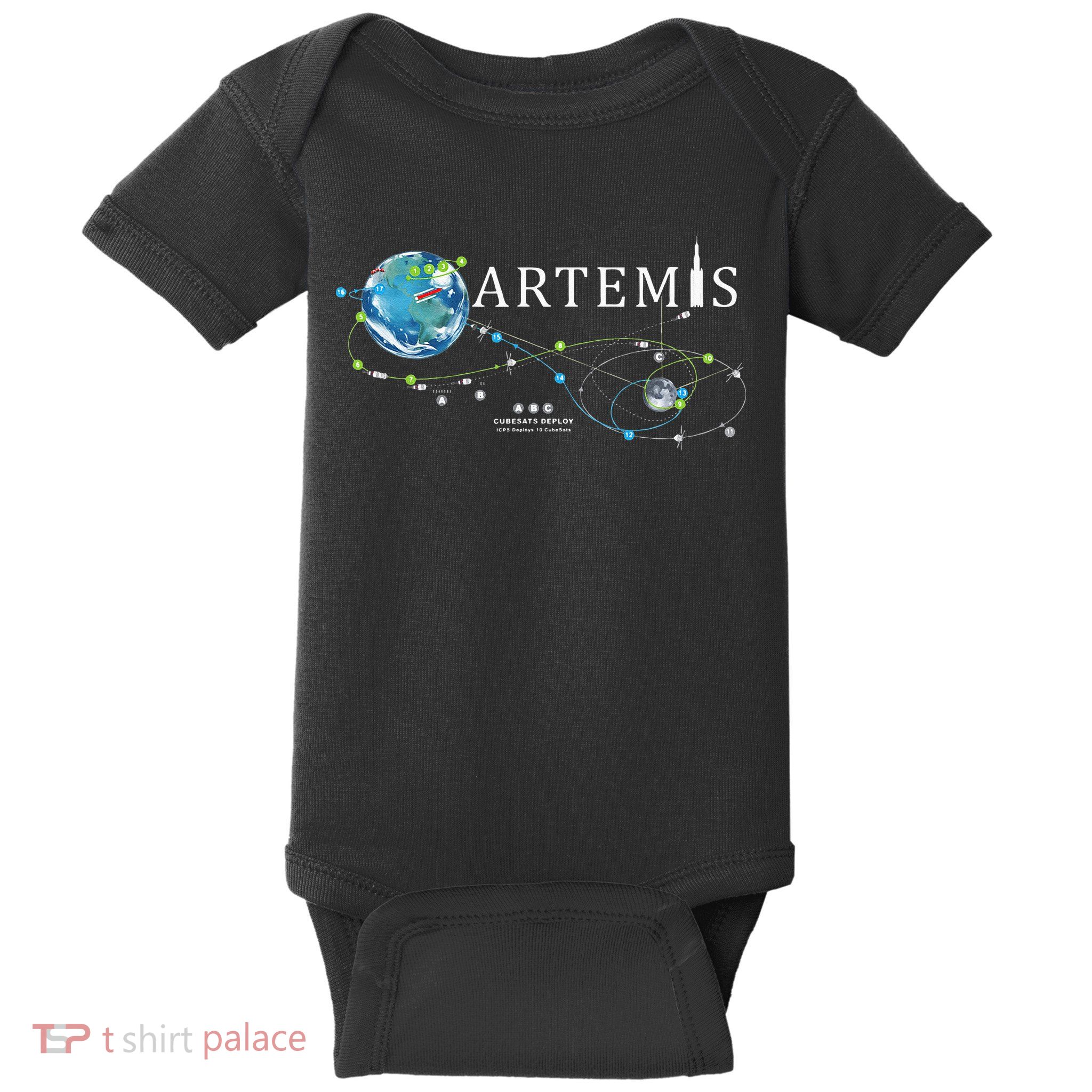 Artemis 1 Route Map SLS Rocket Launch Mission To The Moon Baby Bodysuit