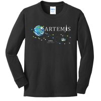 Artemis 1 Route Map SLS Rocket Launch Mission To The Moon Kids Long Sleeve Shirt