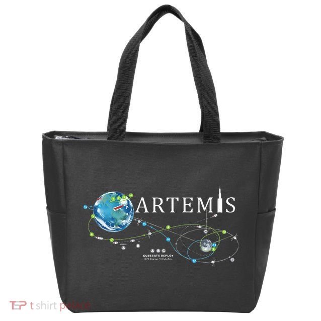 Artemis 1 Route Map SLS Rocket Launch Mission To The Moon Zip Tote Bag