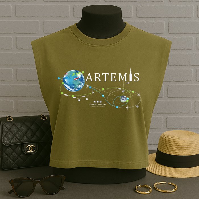 Artemis 1 Route Map SLS Rocket Launch Mission To The Moon Garment-Dyed Women's Muscle Tee