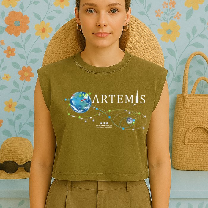 Artemis 1 Route Map SLS Rocket Launch Mission To The Moon Garment-Dyed Women's Muscle Tee