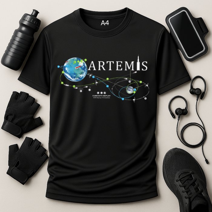 Artemis 1 Route Map SLS Rocket Launch Mission To The Moon Performance Shirt