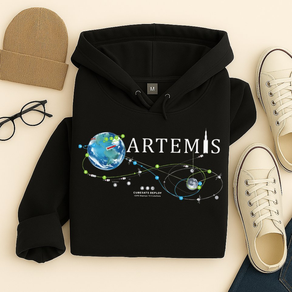 Artemis 1 Route Map SLS Rocket Launch Mission To The Moon Hoodie