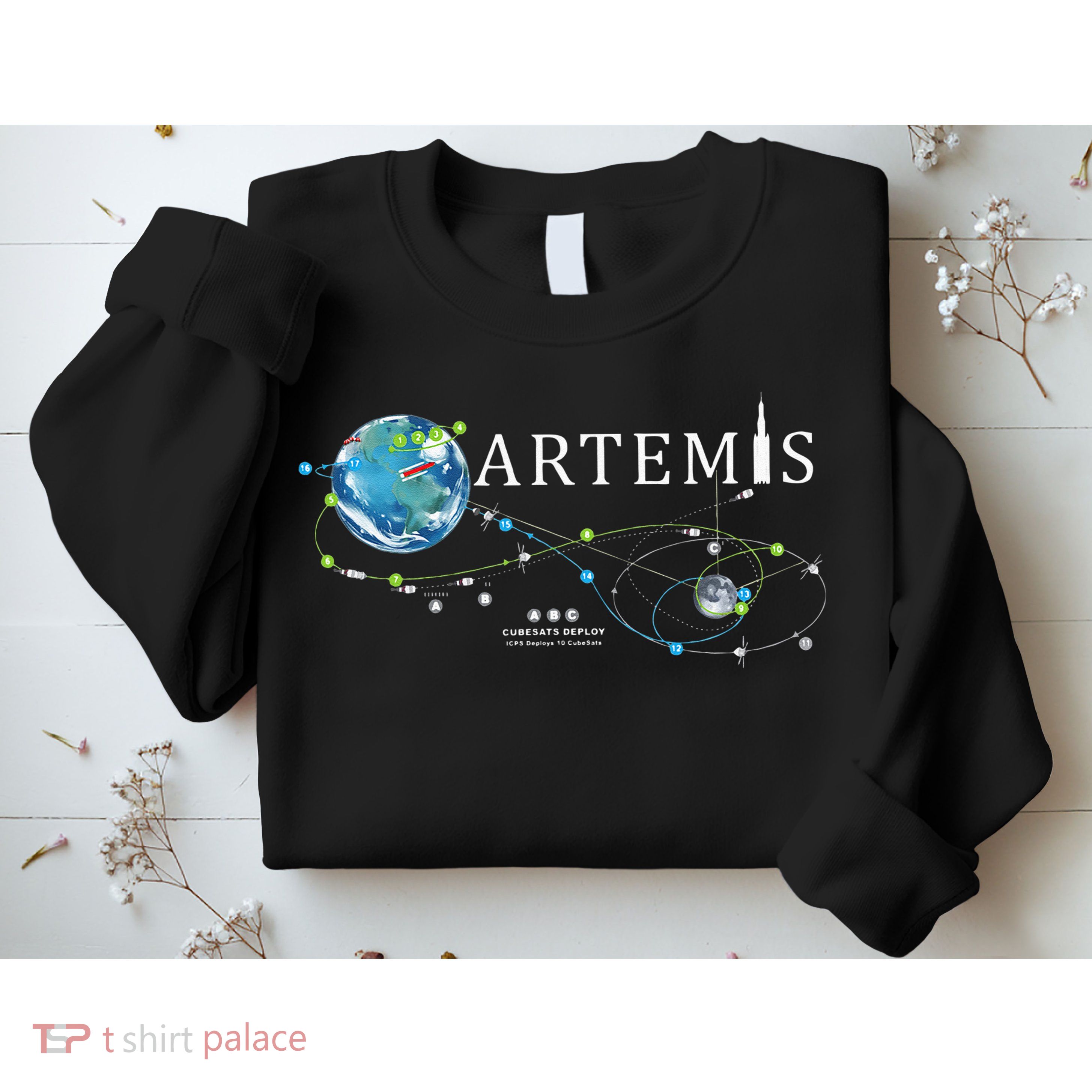 Artemis 1 Route Map SLS Rocket Launch Mission To The Moon Sweatshirt