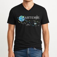 Artemis 1 Route Map SLS Rocket Launch Mission To The Moon V-Neck T-Shirt