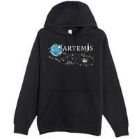 Artemis 1 Route Map SLS Rocket Launch Mission To The Moon Premium Pullover Hoodie