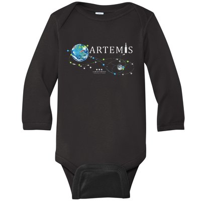 Artemis 1 Route Map SLS Rocket Launch Mission To The Moon Baby Long Sleeve Bodysuit