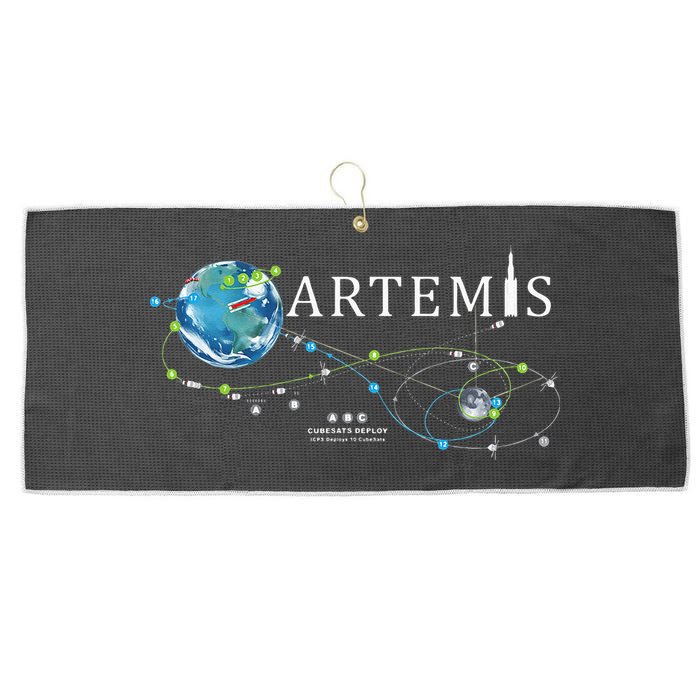 Artemis 1 Route Map SLS Rocket Launch Mission To The Moon Large Microfiber Waffle Golf Towel