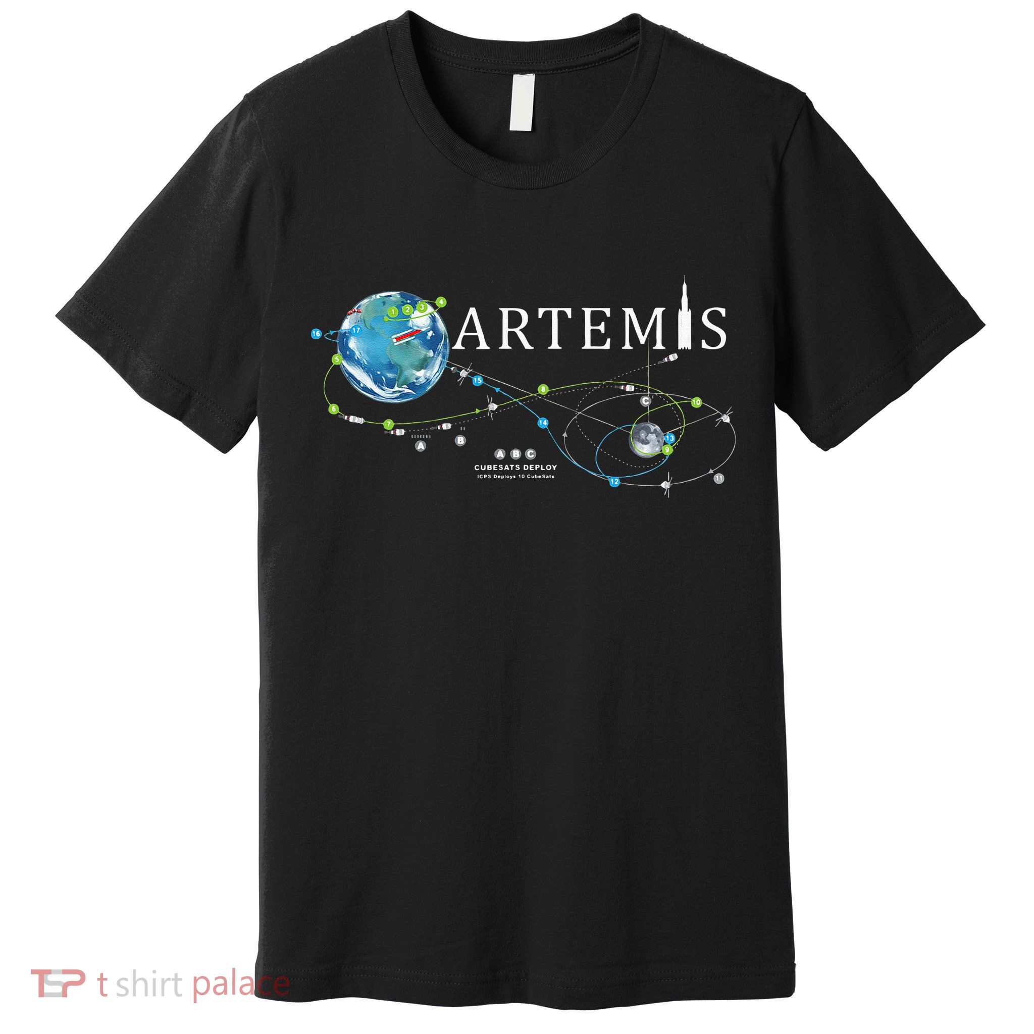 Artemis 1 Route Map SLS Rocket Launch Mission To The Moon Premium T-Shirt