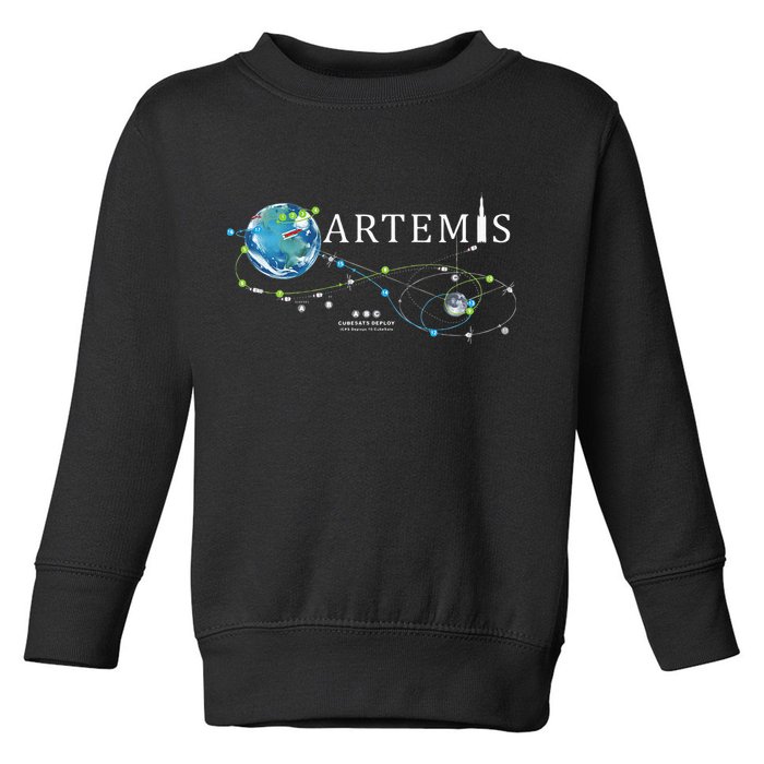 Artemis 1 Route Map SLS Rocket Launch Mission To The Moon Toddler Sweatshirt