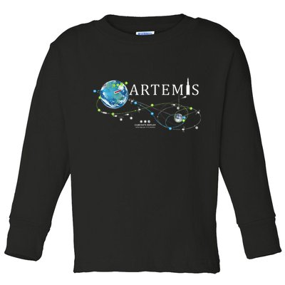 Artemis 1 Route Map SLS Rocket Launch Mission To The Moon Toddler Long Sleeve Shirt