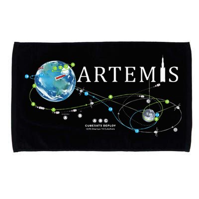 Artemis 1 Route Map SLS Rocket Launch Mission To The Moon Microfiber Hand Towel