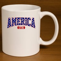 America 1776 Retro 4th Of July Independence Day  11oz C Handle Ceramic Mug