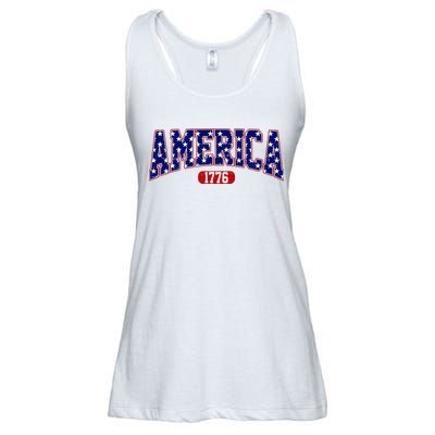America 1776 Retro 4th Of July Independence Day  Ladies Essential Flowy Tank