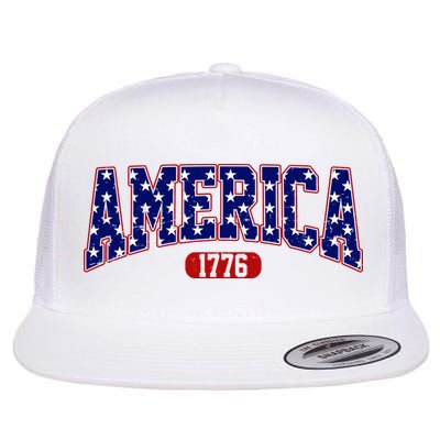 America 1776 Retro 4th Of July Independence Day  Flat Bill Trucker Hat