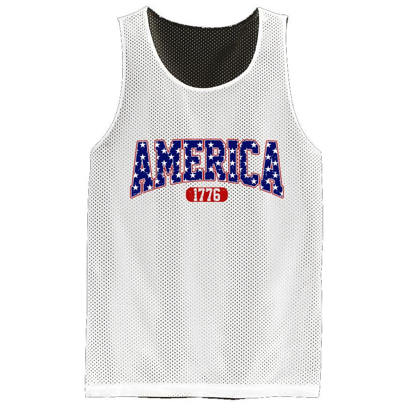 America 1776 Retro 4th Of July Independence Day  Mesh Reversible Basketball Jersey Tank
