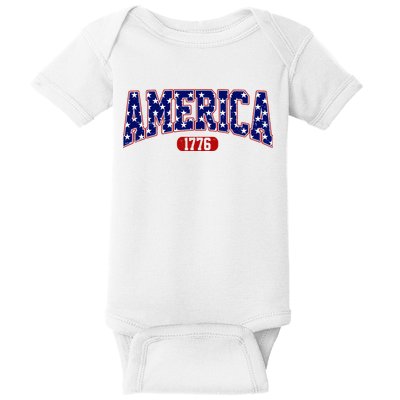 America 1776 Retro 4th Of July Independence Day  Baby Bodysuit