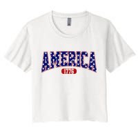 America 1776 Retro 4th Of July Independence Day  Women's Crop Top Tee