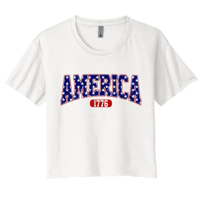 America 1776 Retro 4th Of July Independence Day  Women's Crop Top Tee