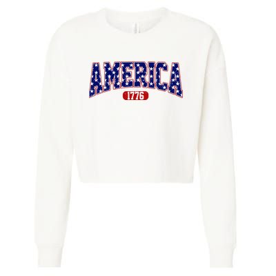 America 1776 Retro 4th Of July Independence Day  Cropped Pullover Crew