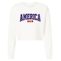 America 1776 Retro 4th Of July Independence Day  Cropped Pullover Crew